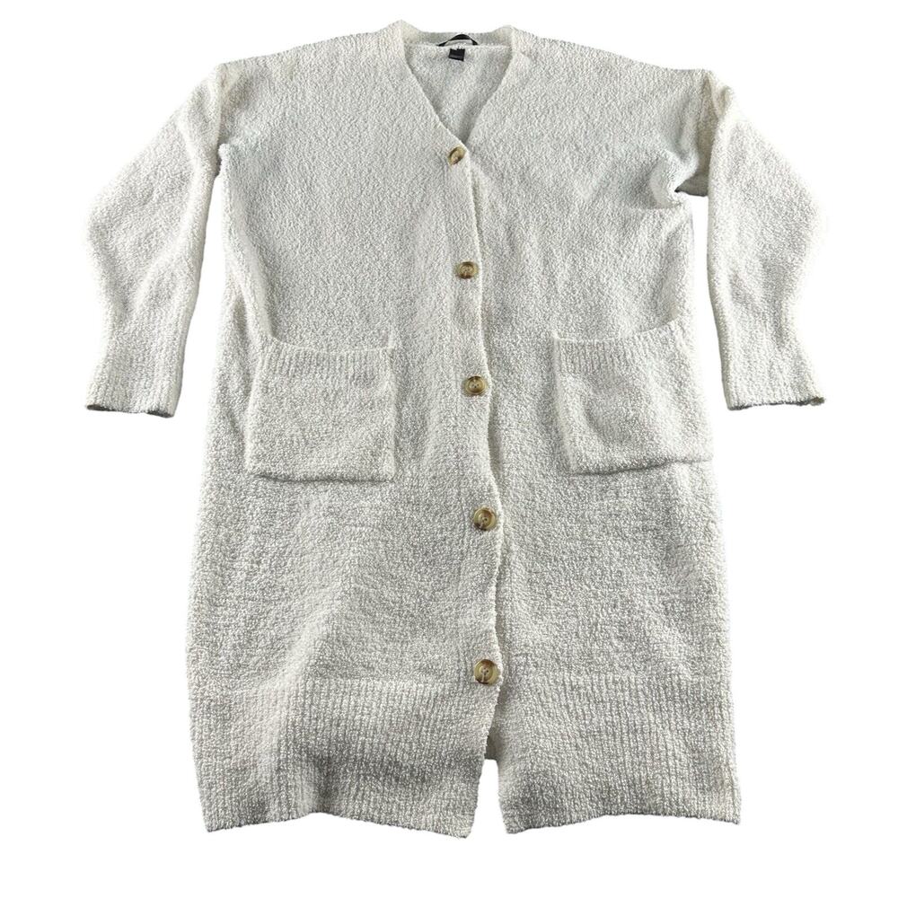 Victoria's Secret M/L CARDIGAN SWEATER Cream WHITE long-sleeve,‎ Stretchy
